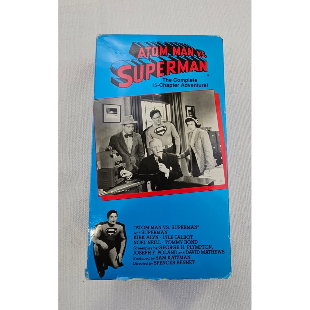 Atom Man vs Superman VHS 1989 Warner Home Video Kirk Alyn‎ 2-Tape Set 34102A/B